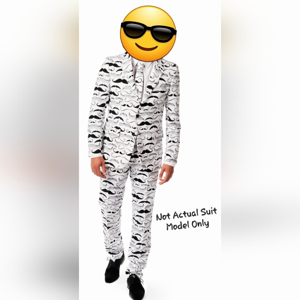 FUN!! OPPO SUITS Two Piece "Mustache Suit" With Tie